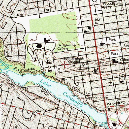 Topographic Map of Hamilton Hall, NJ