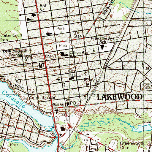 Topographic Map of Lakewood Township Municipal Building, NJ