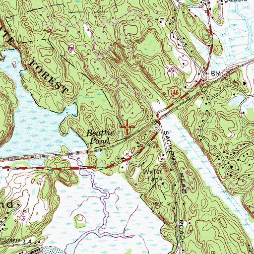 Topographic Map of Beattie Pond, CT