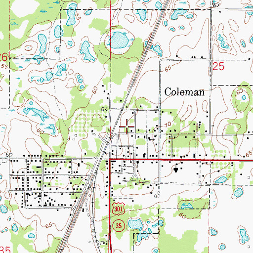 Topographic Map of Coleman Public Library, FL