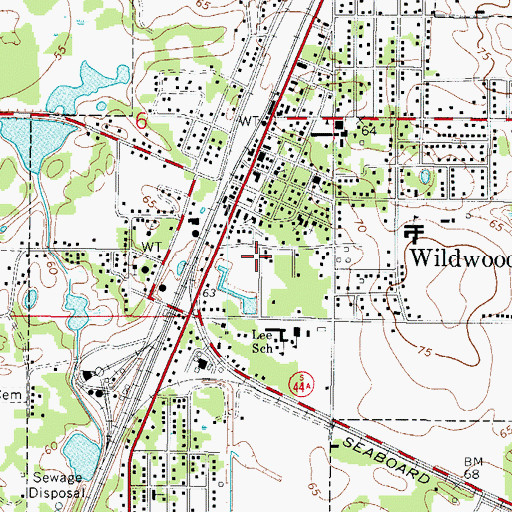 Topographic Map of Wildwood Post Office, FL