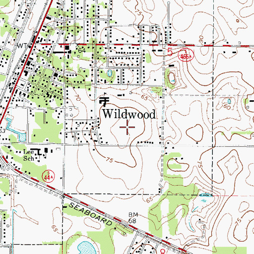 Topographic Map of City of Wildwood Public Library, FL