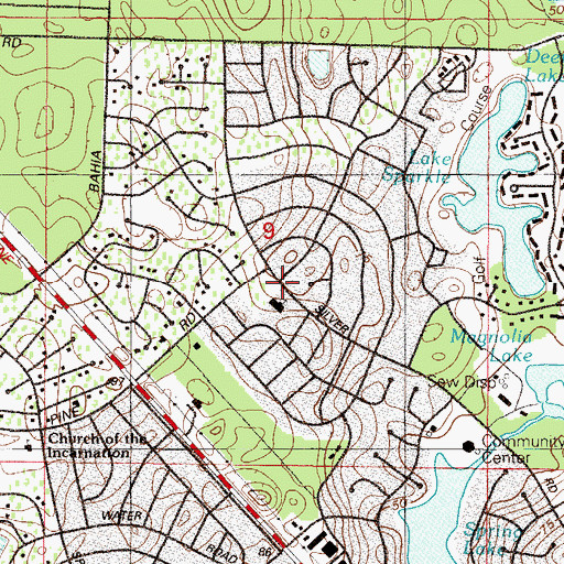 Topographic Map of First Baptist Church of Silver Springs Shores, FL