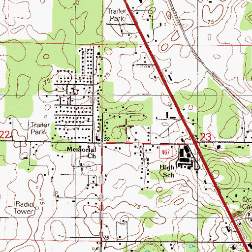 Topographic Map of Memorial Baptist Church, FL