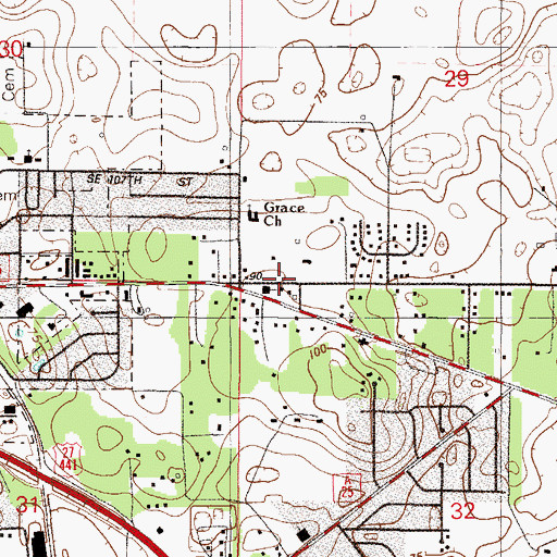 Topographic Map of Church of Grace, FL