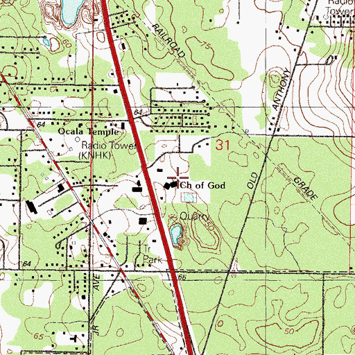 Topographic Map of Living Waters Worship Center, FL