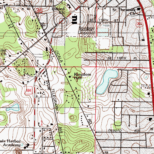 Topographic Map of Kingdom Hall of Jehovahs Witnesses, FL