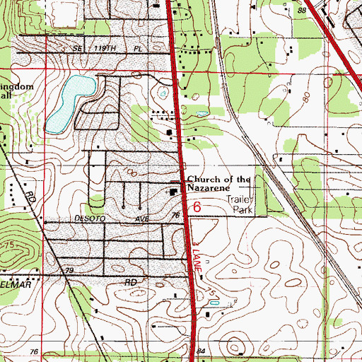 Topographic Map of Belleview Church of the Nazarene, FL