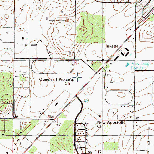 Topographic Map of Queen of Peace Catholic Church, FL