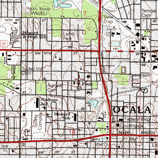 Topographic Map of Saint Paul Christian Academy, FL