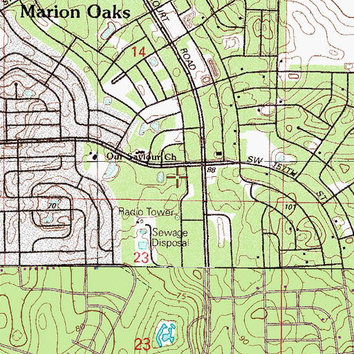 Topographic Map of Marion Oaks Community Center, FL