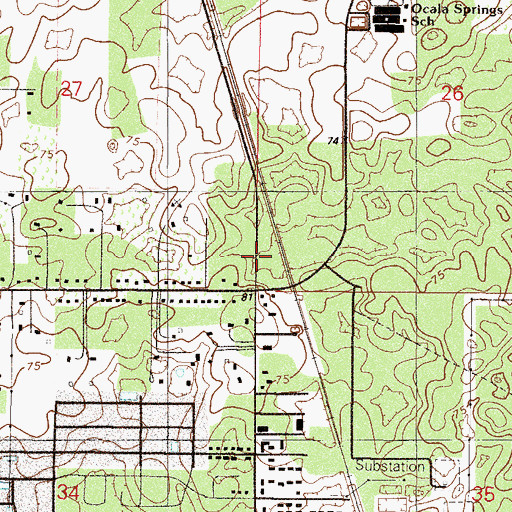 Topographic Map of Ocala Springs Baptist Church, FL