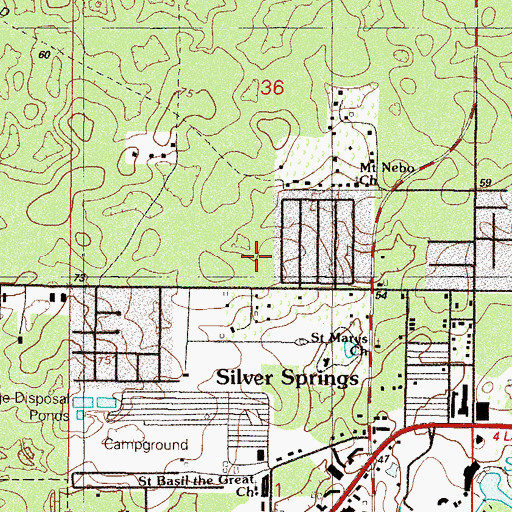 Topographic Map of First Baptist Church of Silver Springs, FL