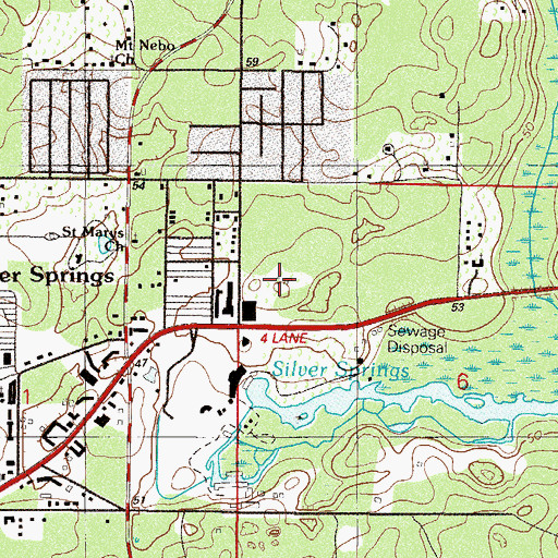 Topographic Map of Silver Springs Water Tower, FL
