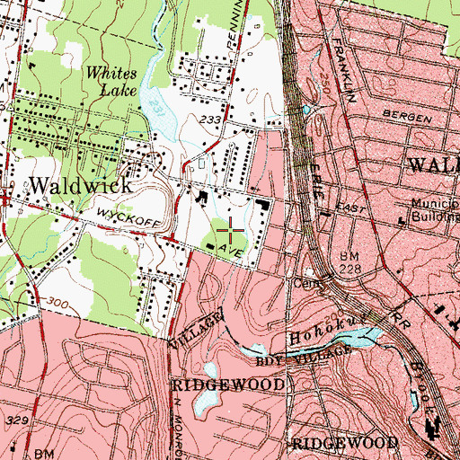 Topographic Map of Waldwick High School, NJ