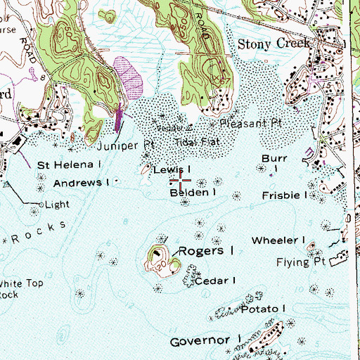 Topographic Map of Belden Island, CT