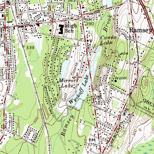 Topographic Map of Ramsey Country Club, NJ