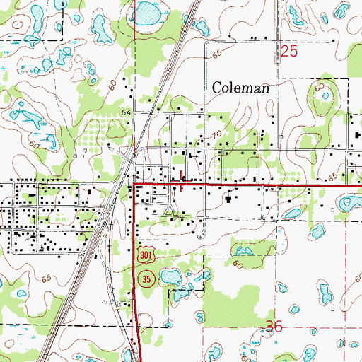 Topographic Map of Coleman United Methodist Church, FL