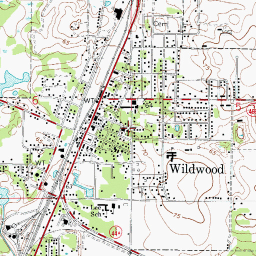 Topographic Map of Wildwood United Methodist Church, FL