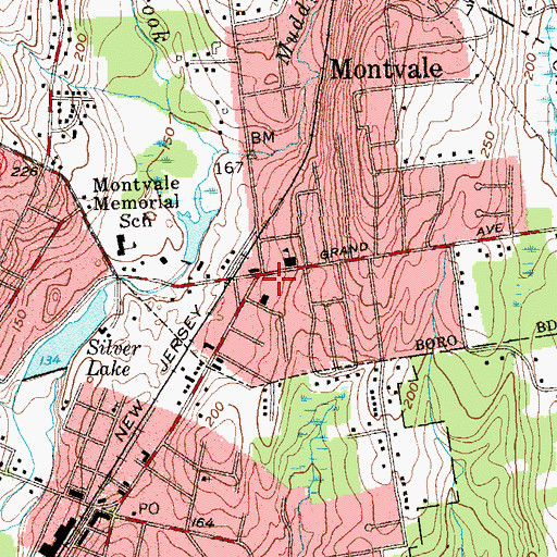 Topographic Map of Montvale Free Public Library, NJ
