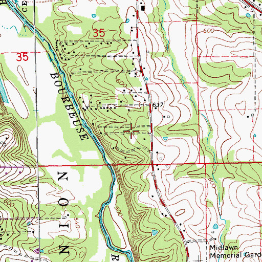 Topographic Map of Verizon Cellular Phone Tower, MO