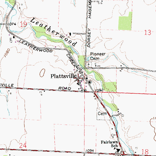Topographic Map of Plattsville Post Office (historical), OH