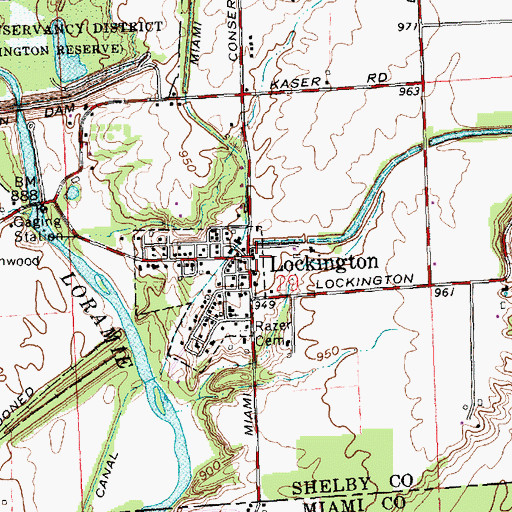 Topographic Map of Lockington Post Office (historical), OH
