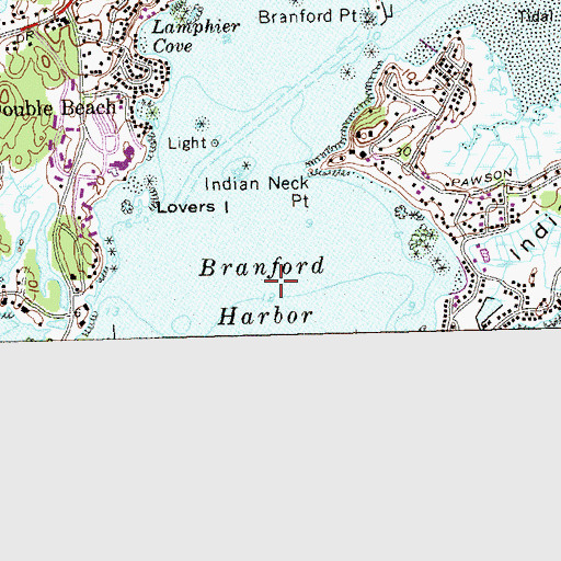 Topographic Map of Branford Harbor, CT