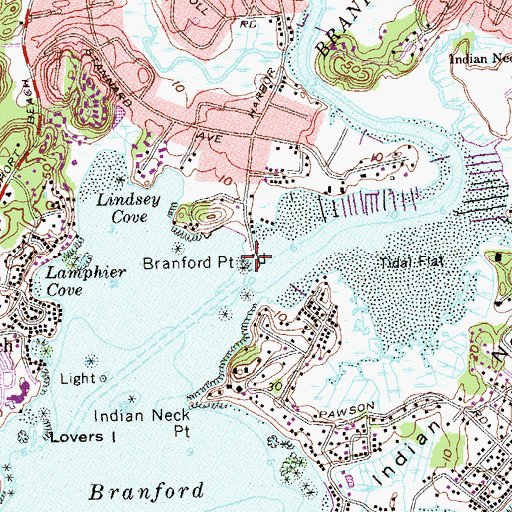 Topographic Map of Branford Point, CT