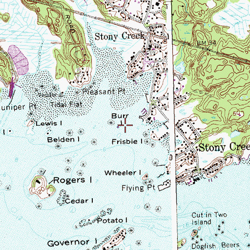 Topographic Map of Burr Island, CT