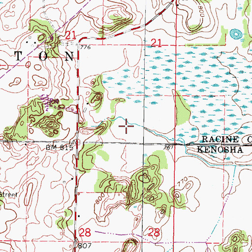 Topographic Map of Karcher Springs State Natural Area, WI