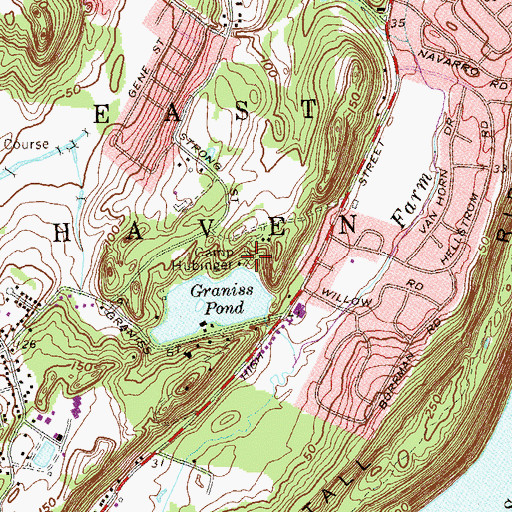 Topographic Map of Camp Hubinger, CT