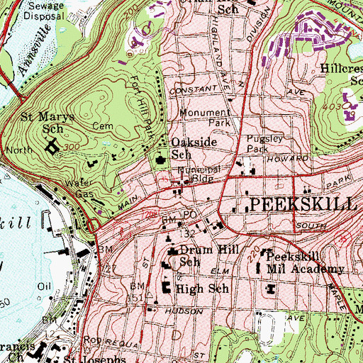Topographic Map of Peekskill Fire Department Cortlandt Hook and Ladder Company 1, NY