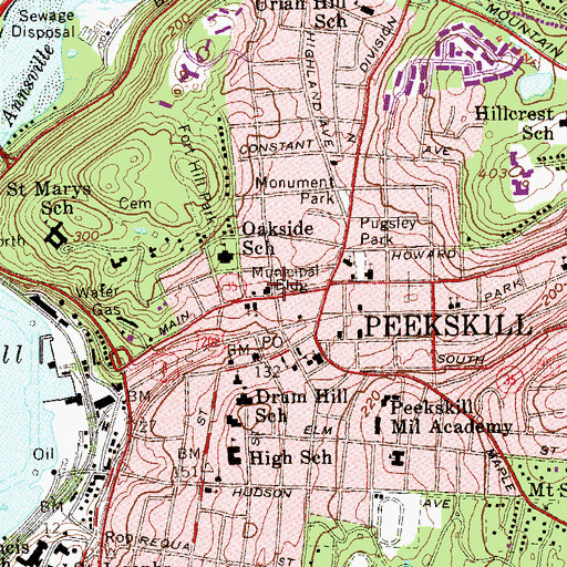 Topographic Map of Peekskill Municipal Building, NY