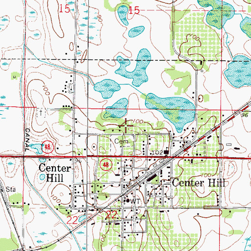 Topographic Map of Independent Free Will Baptist Church of Center Hill, FL