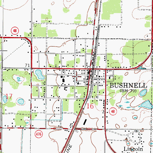 Topographic Map of First Baptist Church of Bushnell, FL