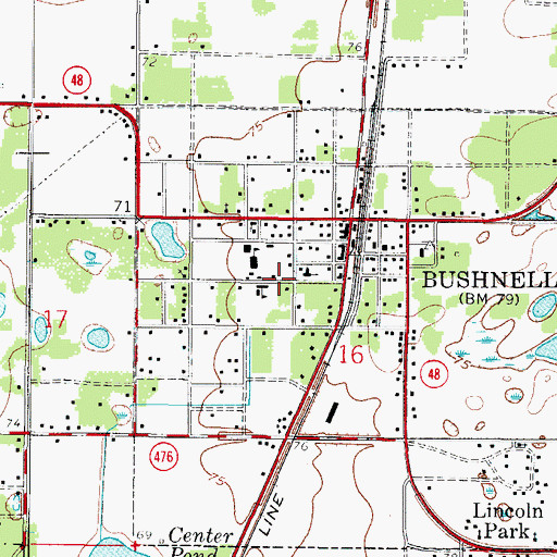 Topographic Map of Bushnell Elementary School, FL