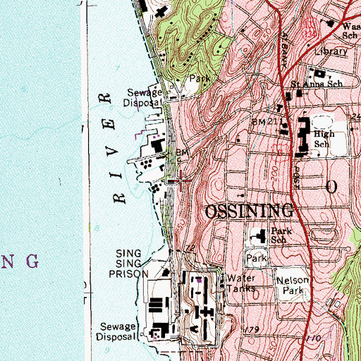 Topographic Map of Ossining Station, NY