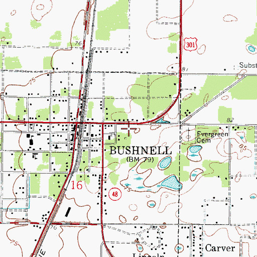 Topographic Map of Sumter County Judicial Building, FL