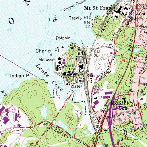 Topographic Map of Charles Point Industrial Park, NY