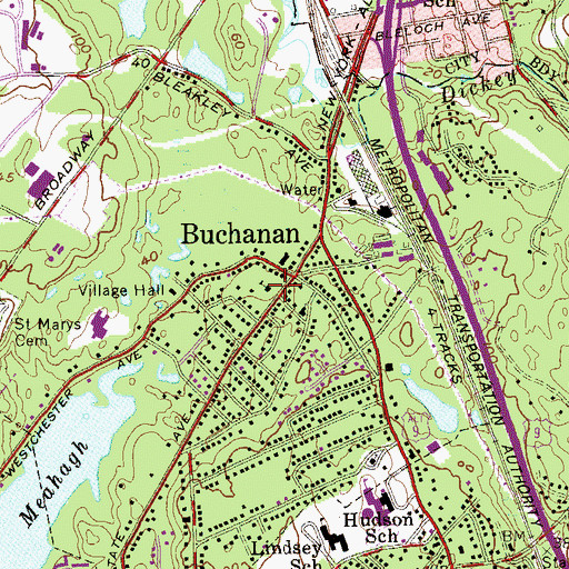 Topographic Map of Buchanan Elementary School Number 6 (historical), NY