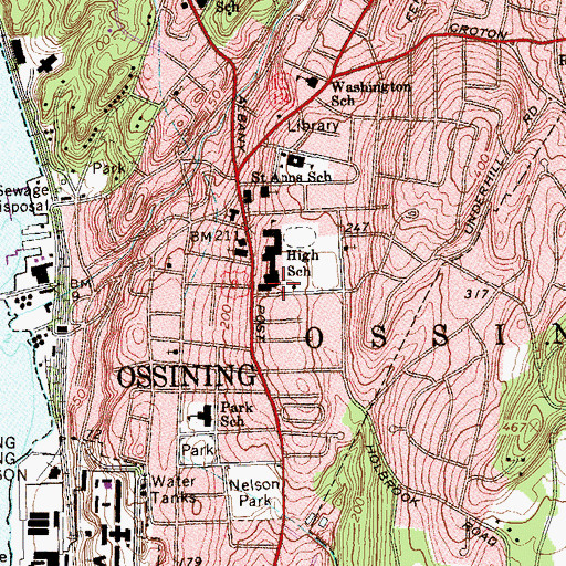 Topographic Map of Ossining United Methodist Church, NY