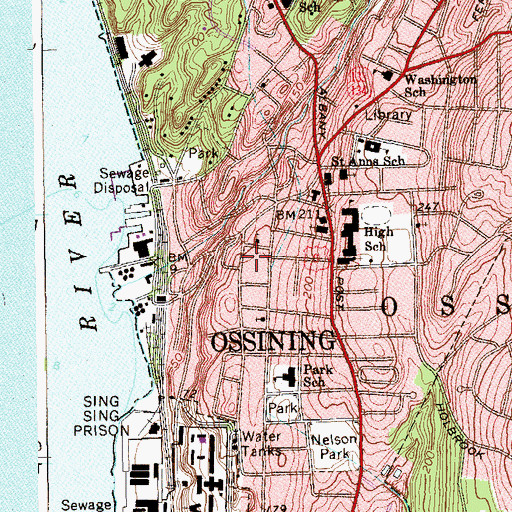 Topographic Map of Ossining Fire Department, NY