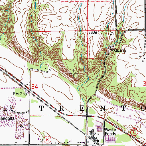 Topographic Map of Trenton Bluff Prairie State Natural Area, WI