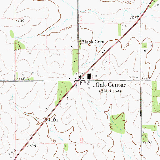 Topographic Map of Oak Center Post Office (historical), MN