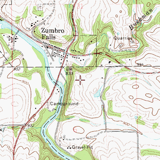 Topographic Map of Zumbro Parkway Bridge, MN