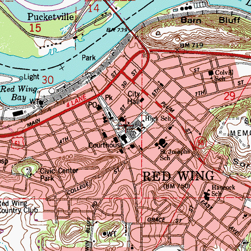 Topographic Map of Saint John's Evangelical Lutheran Church, MN
