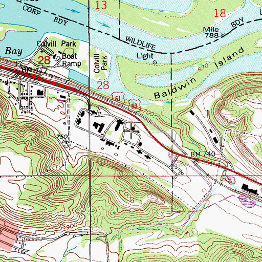 Topographic Map of Hiawatha Valley Baptist Church, MN