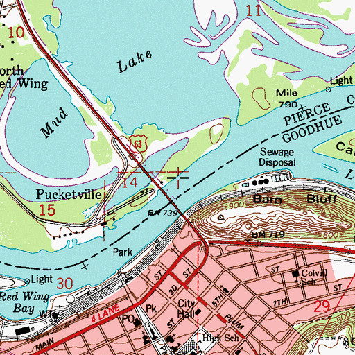Topographic Map of Dwight D Eisenhower Bridge, MN