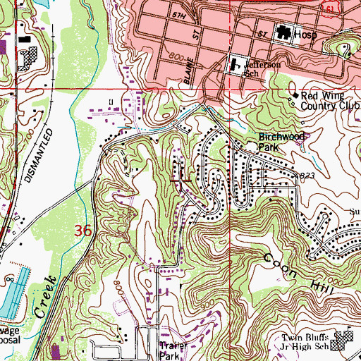 Topographic Map of Woodland Park, MN